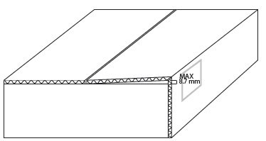 Gap resulting from fishtailing — maximum gap 8.7mm at assembled box corner